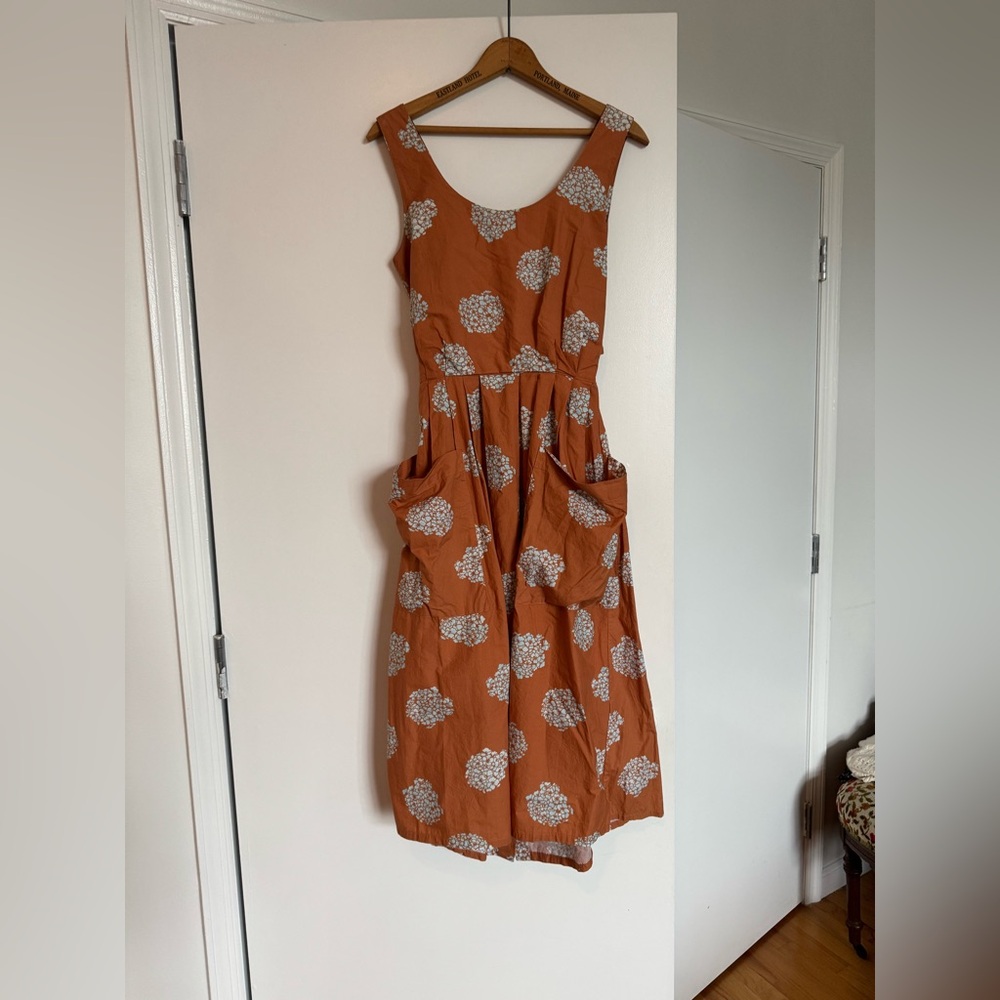 No. 6 Rust Orange Floral Midi Dress